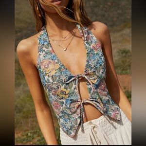 Vici Lush Lotus Front Tie Crop Top